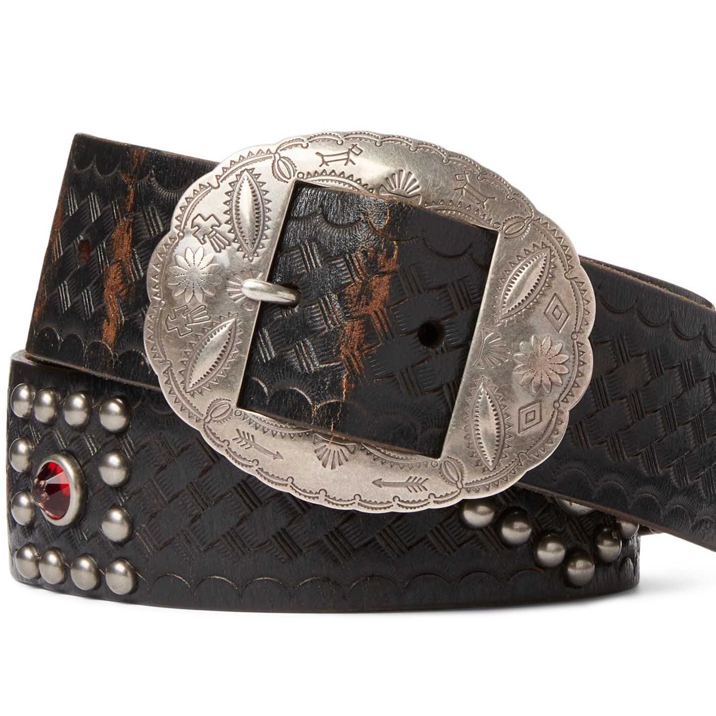 Мужской ремень Ralph Lauren Studded Leather, цвет: Чёрный коричневый — фото 4