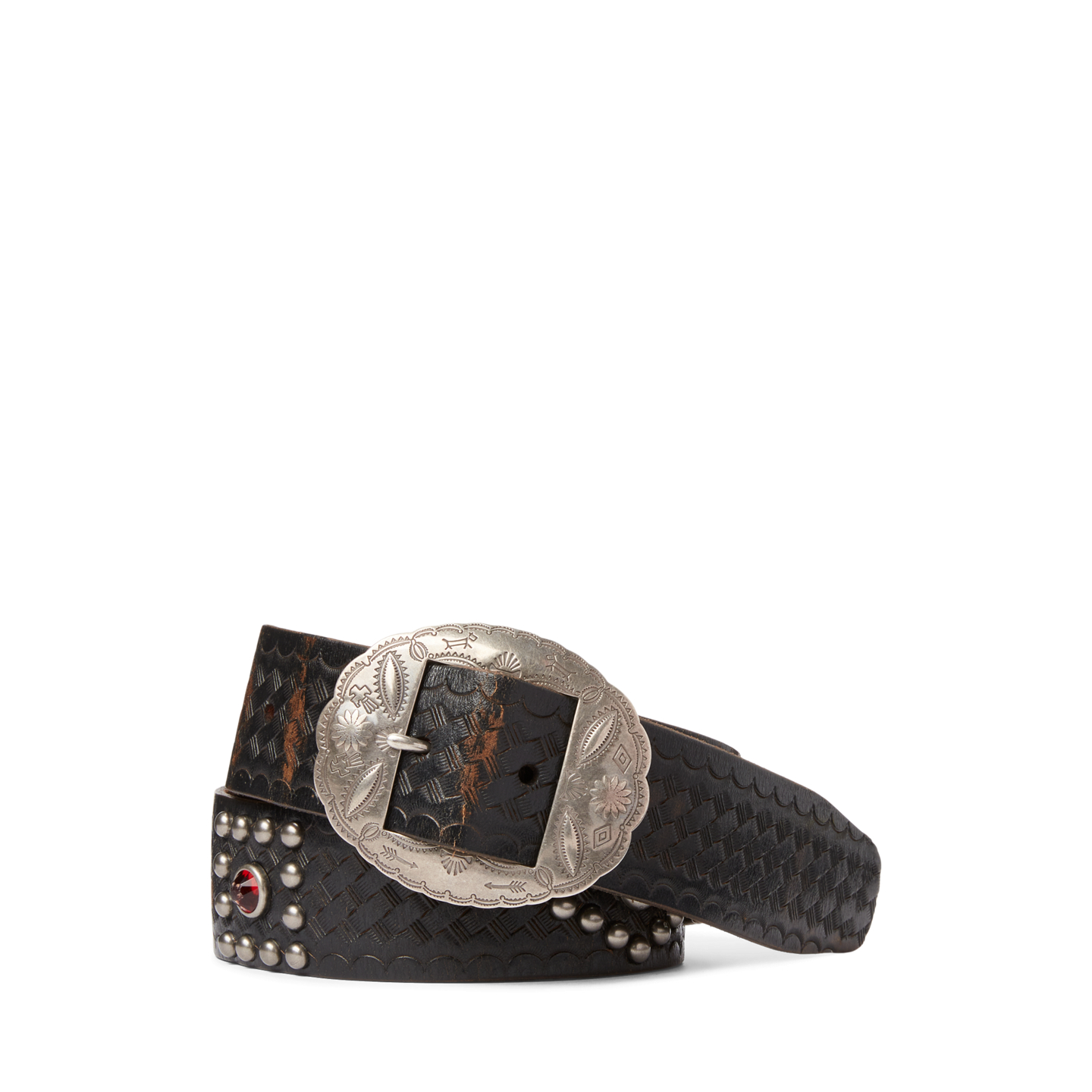 Мужской ремень Ralph Lauren Studded Leather, цвет: Чёрный коричневый — фото 5