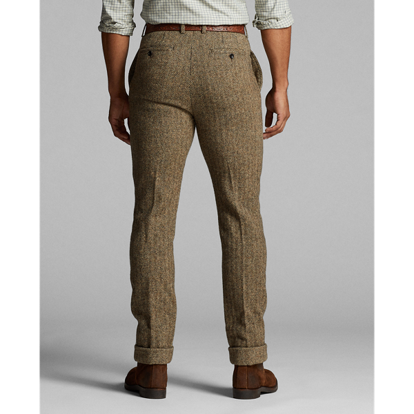 Brown Cream Herringbone Slim Fit Wool Herringbone Suit Trouser RRL 4