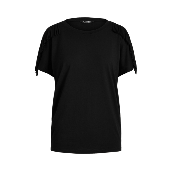 Fringe-Trim Jersey T-Shirt Lauren 1