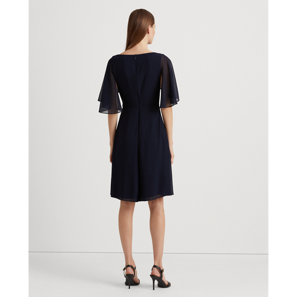 Abito in georgette con maniche a volant Lauren in Blu navy faro 5