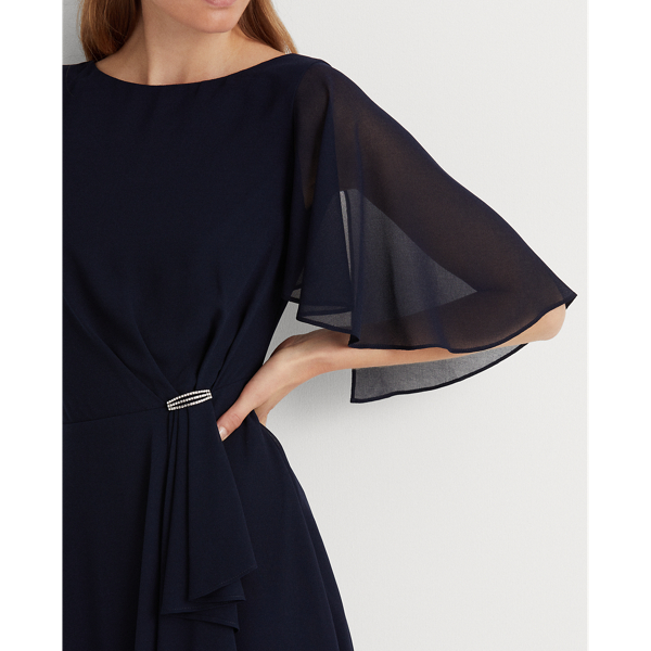 Abito in georgette con maniche a volant Lauren in Blu navy faro 6