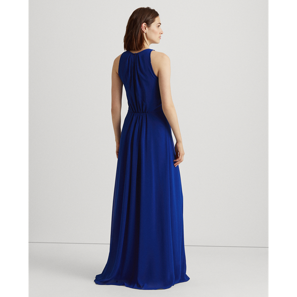 Royal Cobalt Chiffon Halter Gown Lauren 5