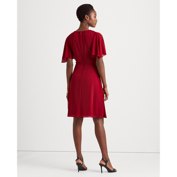 Georgette jurk met vlindermouwen Lauren in Romantic Garnet 5