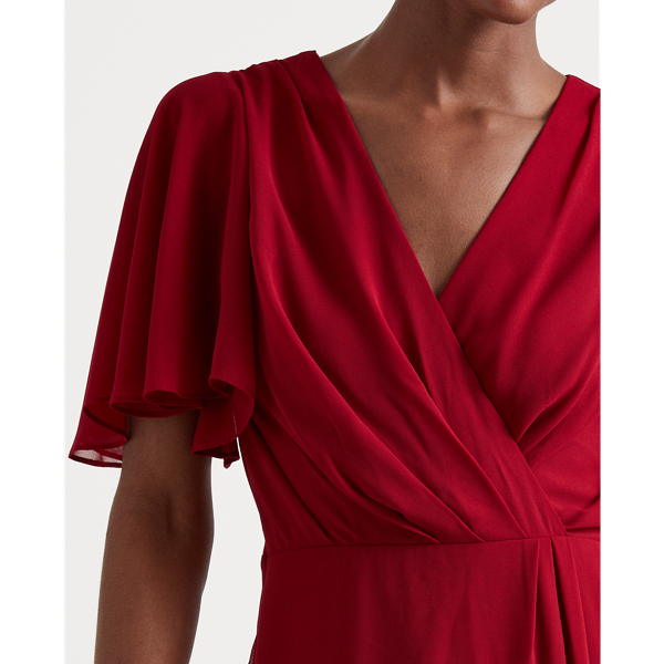 Georgette jurk met vlindermouwen Lauren in Romantic Garnet 6