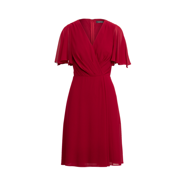 Georgette jurk met vlindermouwen Lauren in Romantic Garnet 2