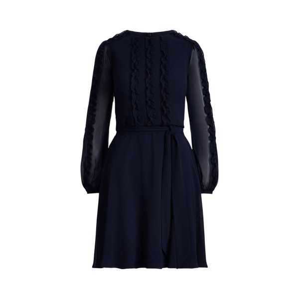 Lighthouse Navy Chiffon Long-Sleeve Cocktail Dress Lauren 2