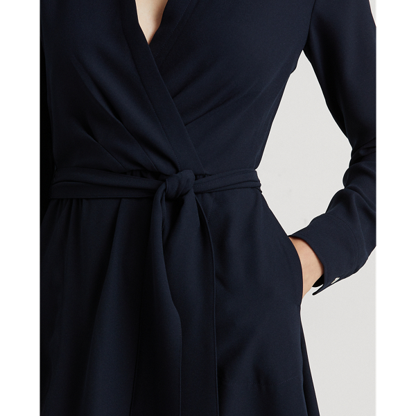 Midikleid aus &uuml;berlappendem Georgette Lauren in Lauren-Navy 6