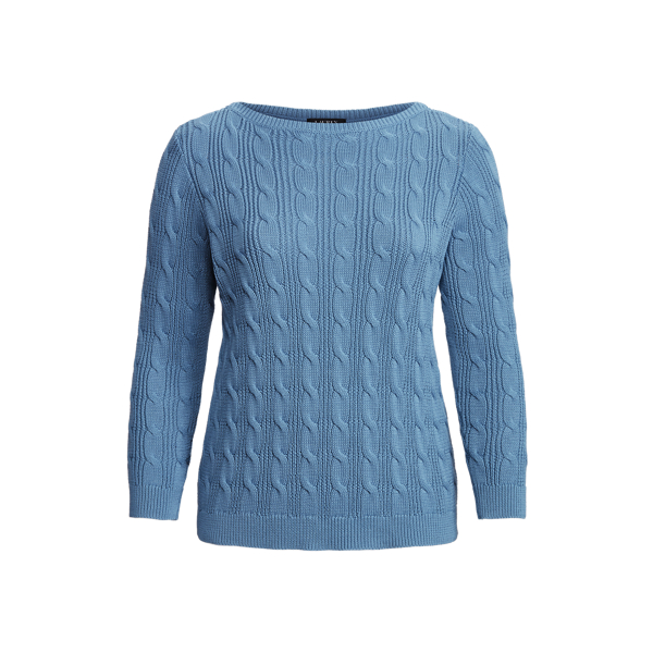 Cable-Knit Cotton Boatneck Jumper Lauren Woman 1