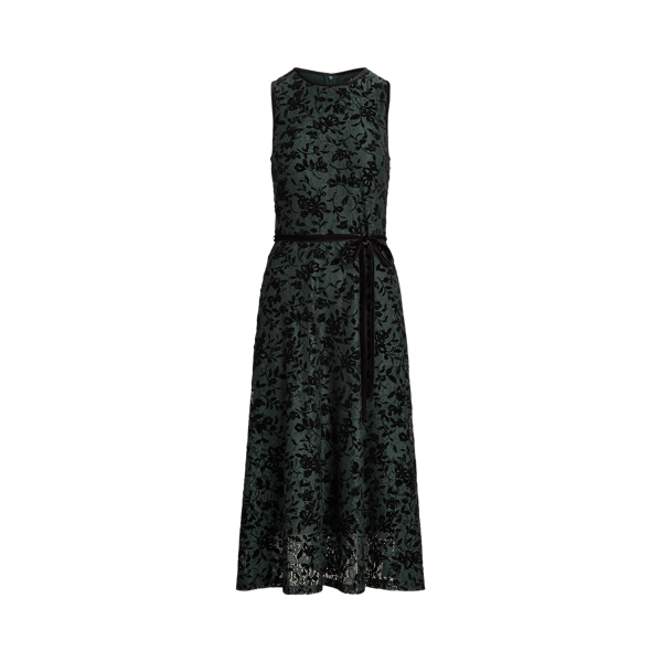 Mouwloze kanten jurk met bloemenprint