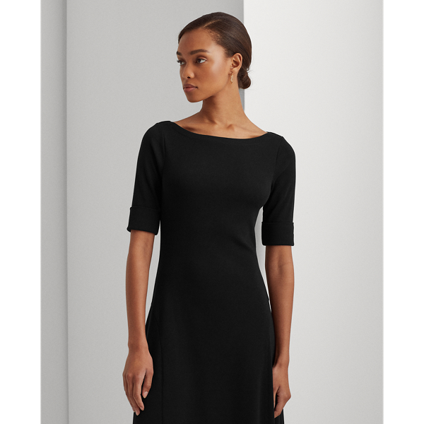 Robe mi-longue en coton stretch Lauren en Noir 4