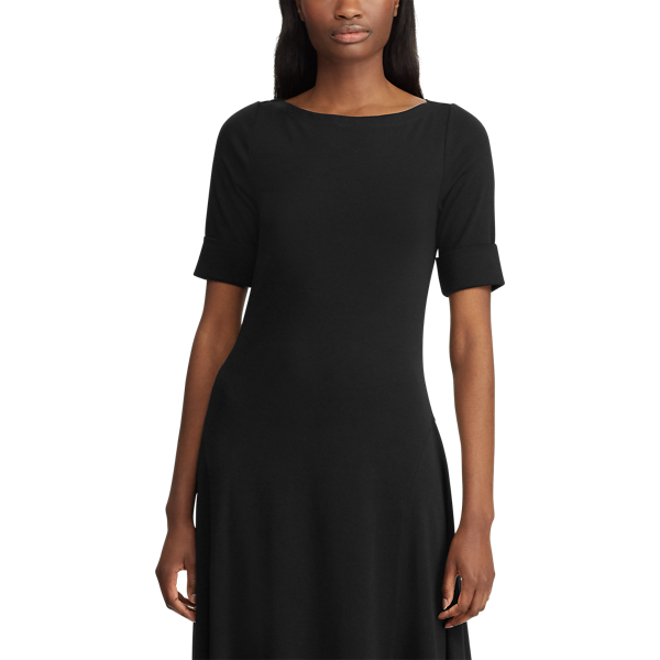 Robe mi-longue en coton stretch Lauren en Noir 5