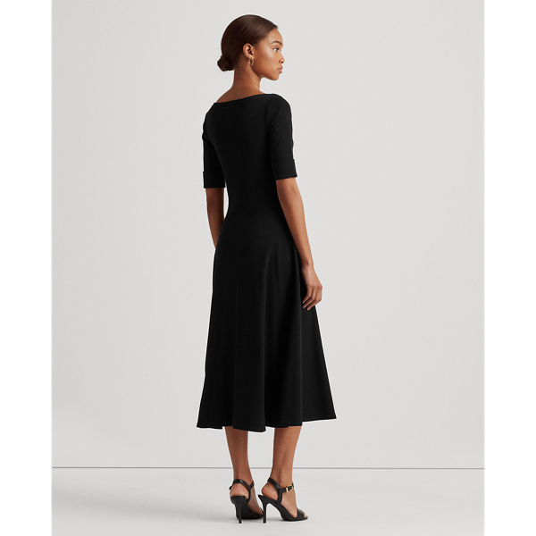 Robe mi-longue en coton stretch Lauren en Noir 6