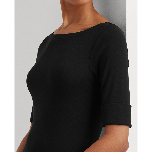 Robe mi-longue en coton stretch Lauren en Noir 7