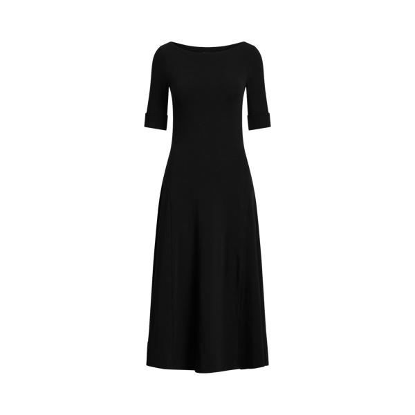 Robe mi-longue en coton stretch Lauren en Noir 2