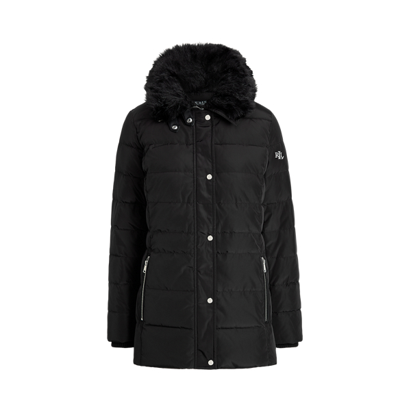 Faux-Fur-Trim Quilted Down Coat Lauren 1