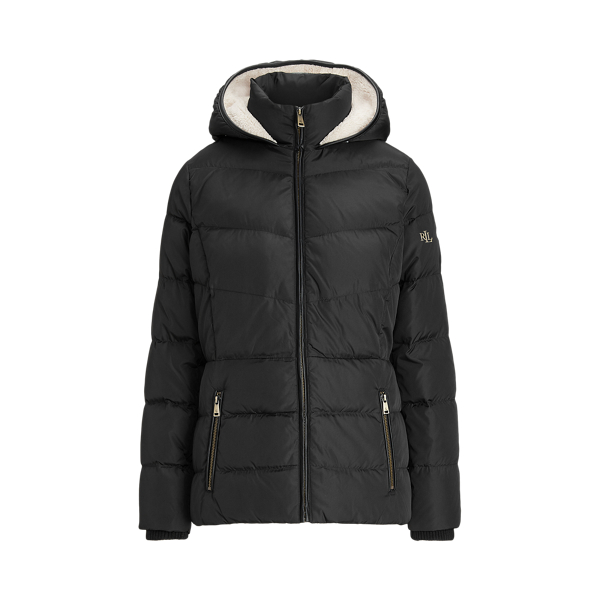 Doudoune finitions en cuir vegan Lauren en 1