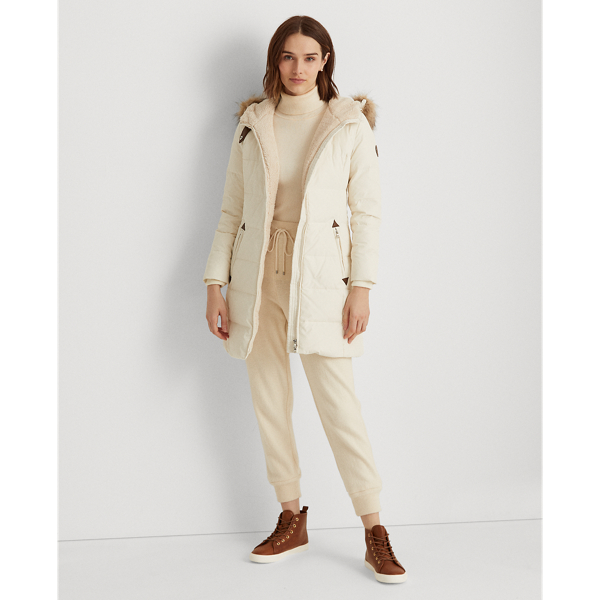 Daunenmantel mit Kunstpelzbesatz Lauren Petite in Cream 4