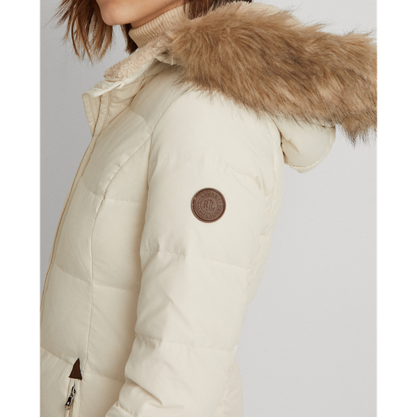 Daunenmantel mit Kunstpelzbesatz Lauren Petite in Cream 6