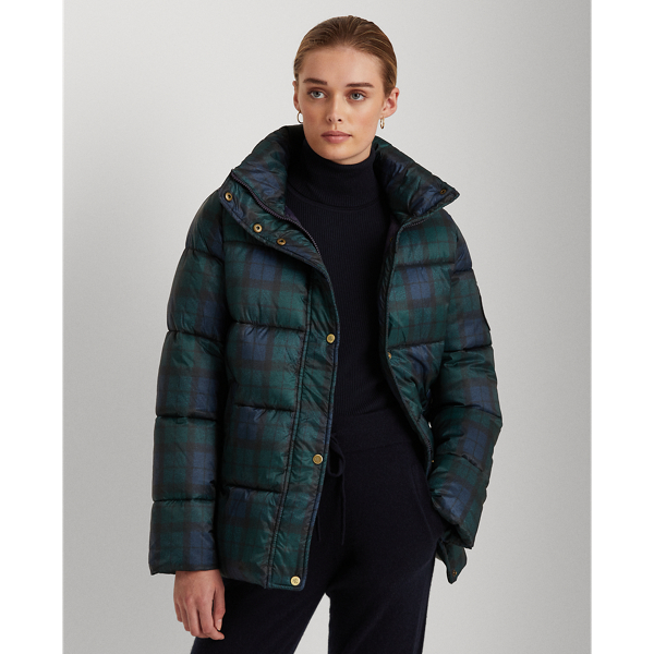 Plaid Velvet Puffer Coat for Women Ralph Lauren CH