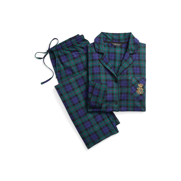 Plaid Knit Cotton Sleep Set Lauren em 1