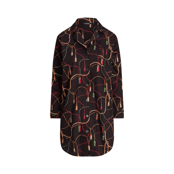 Tassel-Print Sateen Sleep Shirt Lauren 1