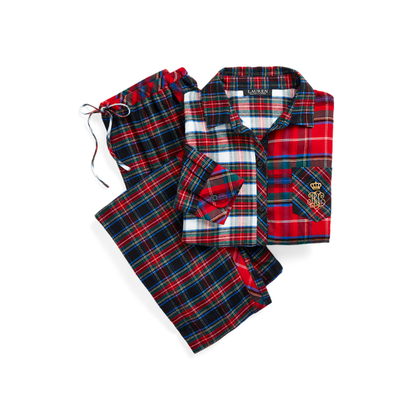 Mixed-Plaid Brushed Twill Sleep Set Lauren em 1