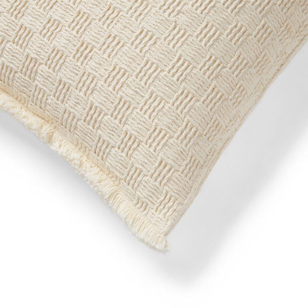 Classic Cream Basket-Weave Throw Pillow Lauren Home 2