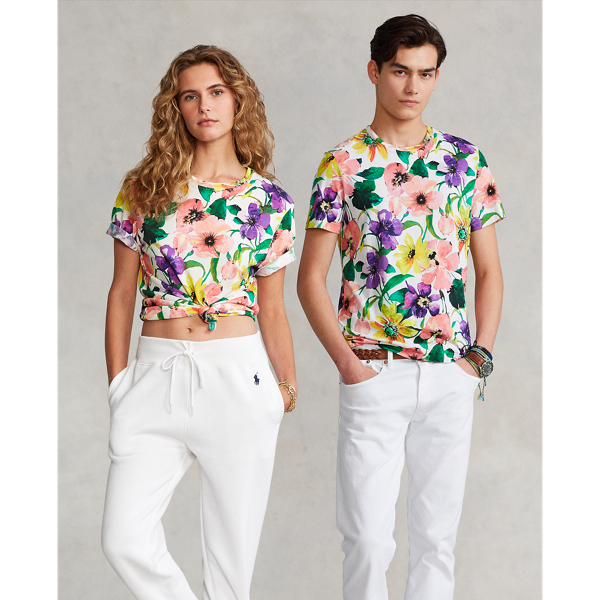 Maglietta Custom Slim-Fit Polo Ralph Lauren in Bianco con papaveri 3