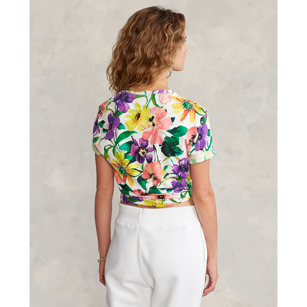 Maglietta Custom Slim-Fit Polo Ralph Lauren in Bianco con papaveri 5