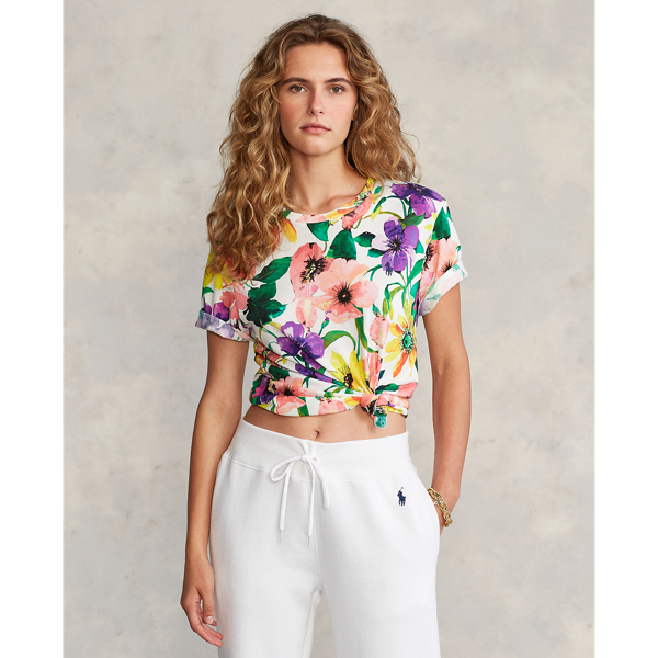 Maglietta Custom Slim-Fit Polo Ralph Lauren in Bianco con papaveri 6