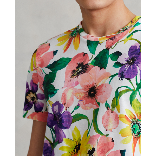 Maglietta Custom Slim-Fit Polo Ralph Lauren in Bianco con papaveri 8