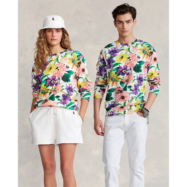 Sweat en coton &eacute;ponge Polo Ralph Lauren en Blanc fleuri coquelicot 3