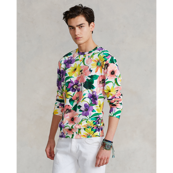 Sweat en coton &eacute;ponge Polo Ralph Lauren en Blanc fleuri coquelicot 4