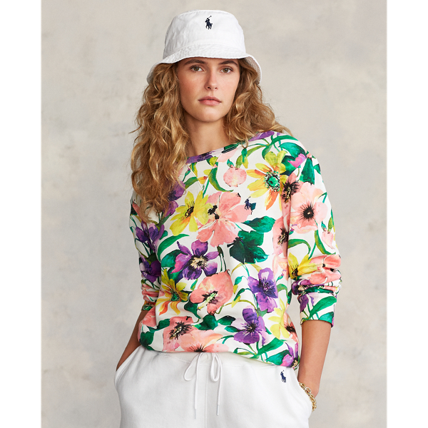 Sweat en coton &eacute;ponge Polo Ralph Lauren en Blanc fleuri coquelicot 6