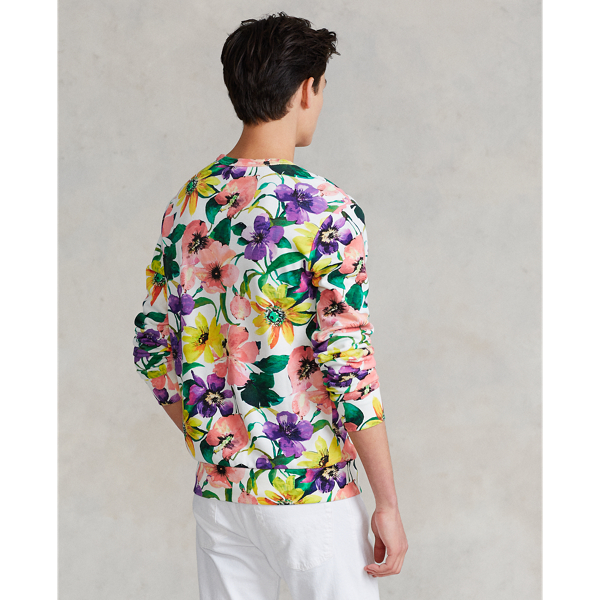 Sweat en coton &eacute;ponge Polo Ralph Lauren en Blanc fleuri coquelicot 7