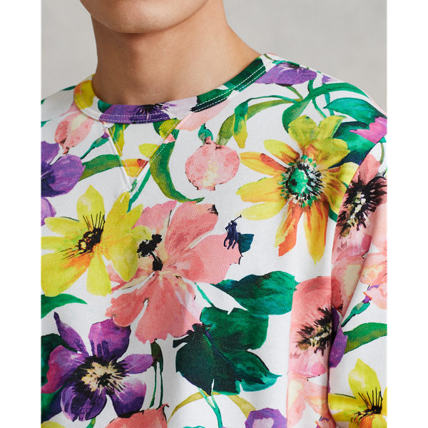 Sweat en coton &eacute;ponge Polo Ralph Lauren en Blanc fleuri coquelicot 8