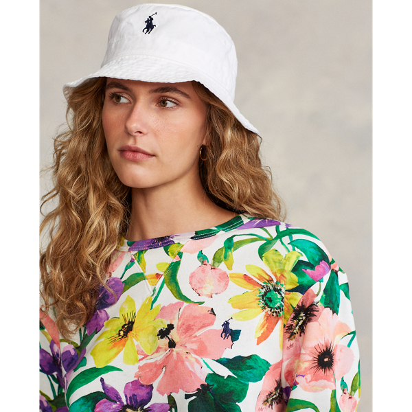 Sweat en coton &eacute;ponge Polo Ralph Lauren en Blanc fleuri coquelicot 9