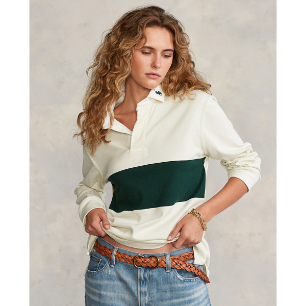 Chemise de rugby unisexe coupe classique Polo Ralph Lauren en Parchment Cream/Green 6