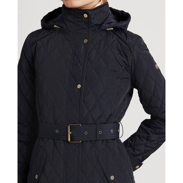Dark Navy Belted Quilted Jacket Lauren 6