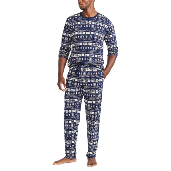 Cruise Navy Polo Fairsle Fair Isle Cotton Jersey Sleep Set Polo Ralph Lauren 2