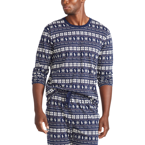 Cruise Navy Polo Fairsle Fair Isle Cotton Jersey Sleep Set Polo Ralph Lauren 3