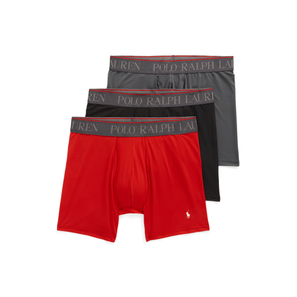 Red/Black/Charcoal 4D-Flex Performance Air Boxer Brief Pack Polo Ralph Lauren 1