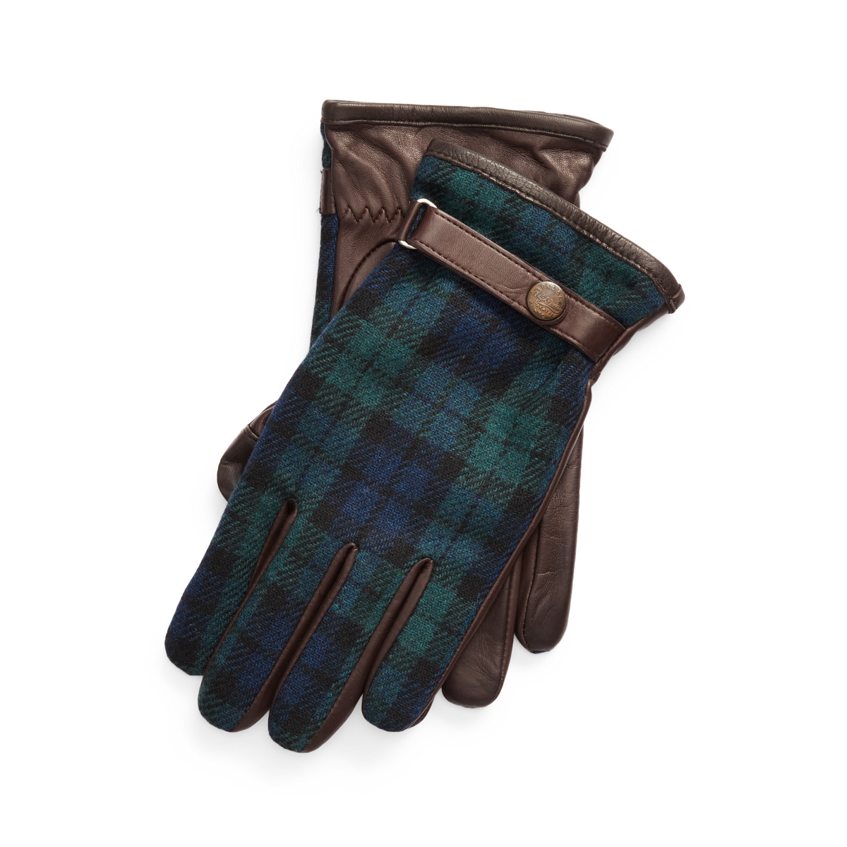 Plaid Leather Touch Screen Gloves Ralph Lauren