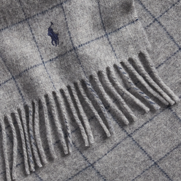 Wollschal mit Windowpane-Karo Polo Ralph Lauren in Klassisch-Grau meliert 2