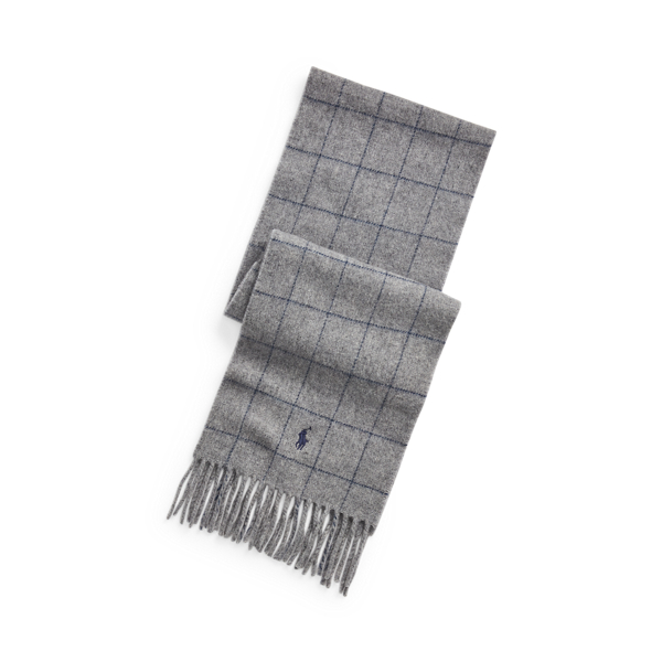 Wollschal mit Windowpane-Karo Polo Ralph Lauren in Klassisch-Grau meliert 1