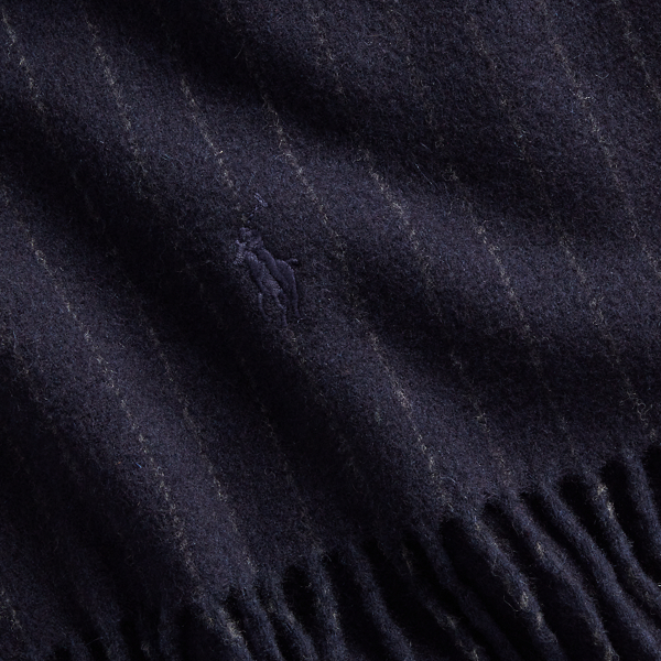 Navy/Charcoal Pinstripe Cashmere-Wool Scarf Polo Ralph Lauren 2