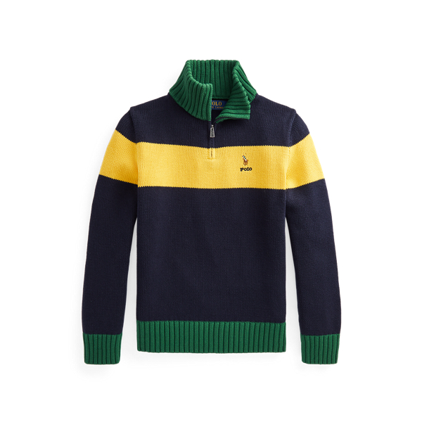 Cotton Quarter-Zip Sweater Boys 6-14 Years em 1