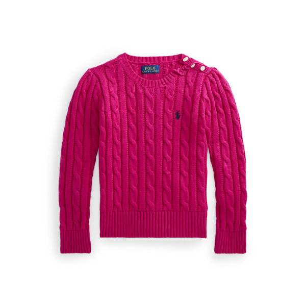 Sport Pink Cable-Knit Cotton Sweater Girls 2-6x 1