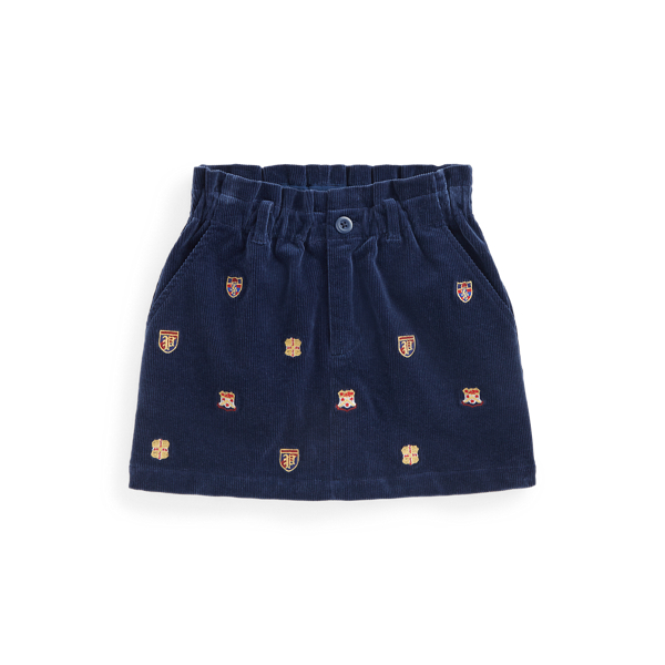 Crest-Embroidered Stretch Corduroy Skirt Girls 1.5-6.5 Years 1